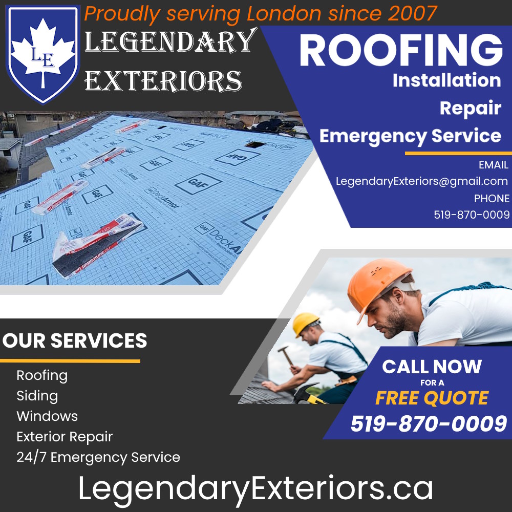 Roof roofer siding windows eaves trough soffit fascia london ontario